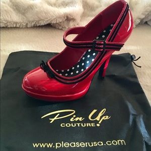 Pin Up Couture Secret Red Patent Pumps